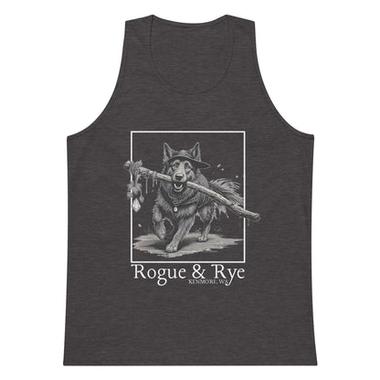 druid tank top, druid dog tank, rogue and rye tank, premium fantasy tank top, rpg character tank, unisex adventure tank, nature-inspired workout top, soft cotton druid tank, relaxed fit dnd tank, breathable gamer apparel, wilderness trail tank top, dark print fantasy shirt