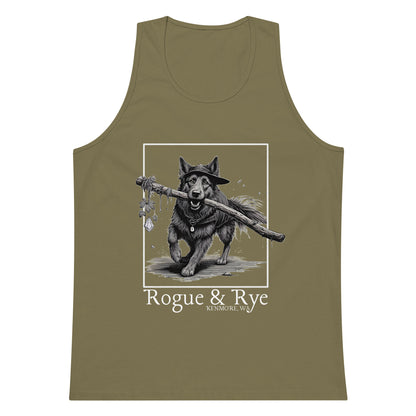 druid tank top, druid dog tank, rogue and rye tank, premium fantasy tank top, rpg character tank, unisex adventure tank, nature-inspired workout top, soft cotton druid tank, relaxed fit dnd tank, breathable gamer apparel, wilderness trail tank top, dark print fantasy shirt