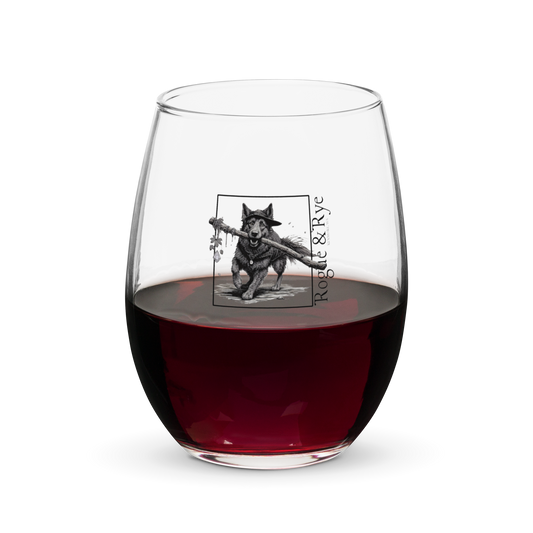 Druid wine glass, RPG stemless wine glass, nature-themed drinkware, Druid Dog fantasy glass, 15 oz wine glass for gamers, Rogue & Rye tabletop glassware, D&D druid gift, fantasy wine tumbler, loyal companion drinkware, stemless RPG wine glass