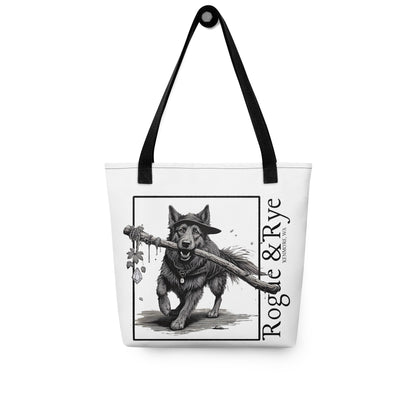 druid tote bag, RPG character tote, fantasy druid accessory, Rogue & Rye tote, D&D inspired bag, reusable gaming tote, cotton handle tote bag, polyester fantasy tote, eco-friendly gamer tote, adventure themed bag
