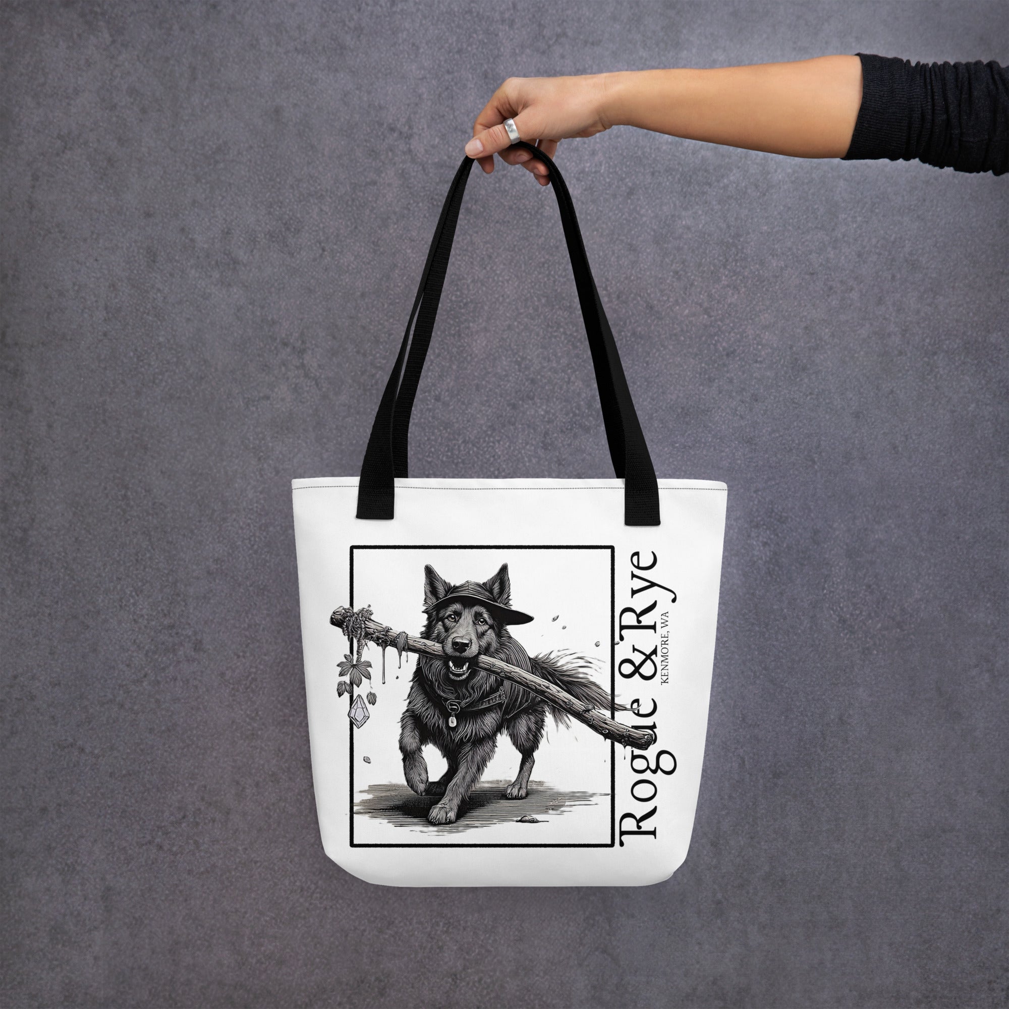 druid tote bag, RPG character tote, fantasy druid accessory, Rogue & Rye tote, D&D inspired bag, reusable gaming tote, cotton handle tote bag, polyester fantasy tote, eco-friendly gamer tote, adventure themed bag