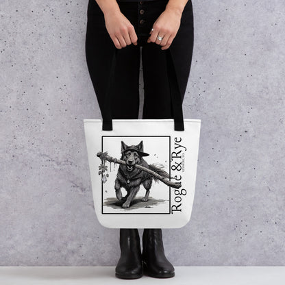 druid tote bag, RPG character tote, fantasy druid accessory, Rogue & Rye tote, D&D inspired bag, reusable gaming tote, cotton handle tote bag, polyester fantasy tote, eco-friendly gamer tote, adventure themed bag