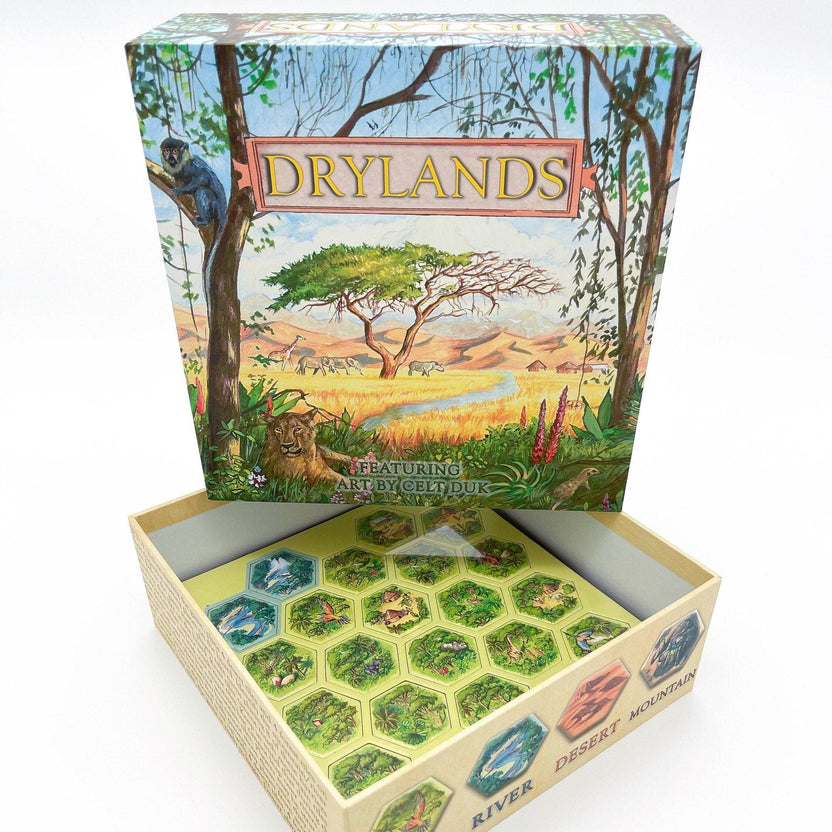 Drylands board game, Great Green Wall game, desertification strategy game, Sahel Africa educational game, environmental board games, two-player abstract strategy game, Othello-style eco game, games about ecosystems, land management board game, Reversi-style game with nature theme