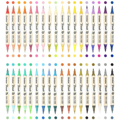 dual tip acrylic markers, 2-in-1 acrylic paint pens, brush tip paint markers, Grabie dual tone markers, acrylic markers for artists, 72 color paint pen set, paint markers for paper glass fabric, non-toxic acrylic markers, professional acrylic brush pens, dual brush markers for painting