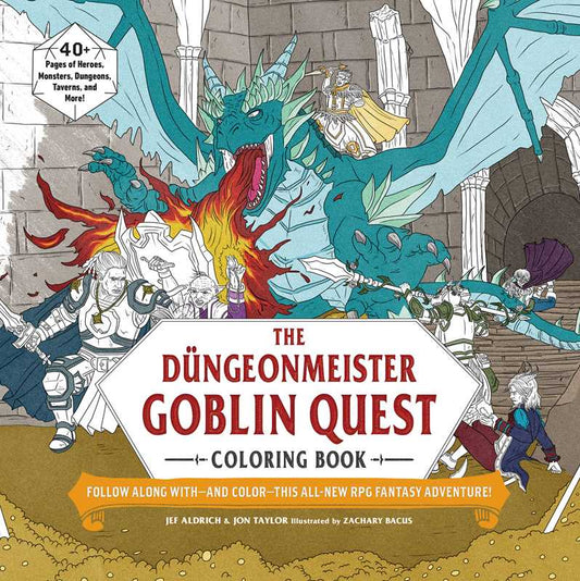 dungeonmeister goblin quest, goblin quest coloring book, rpg coloring book, tabletop adventure coloring, interactive dnd coloring book, fantasy coloring book with game, dungeoneer gift, dragon quest coloring pages, dungeon themed coloring book