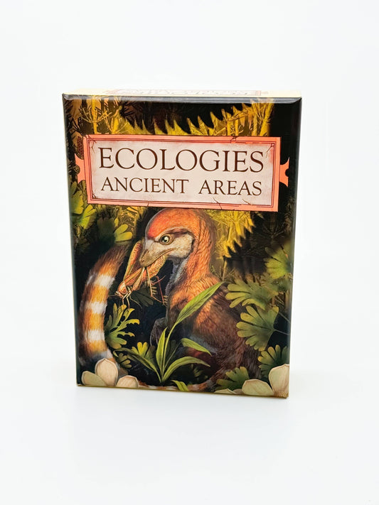 Ecologies Ancient Areas card game, extinct ecosystems game, fossil record educational game, paleoecology board game, ancient food web game, educational science card game, paleo-themed card game, STEM games for kids, biology teacher designed game, prehistoric ecosystems strategy game