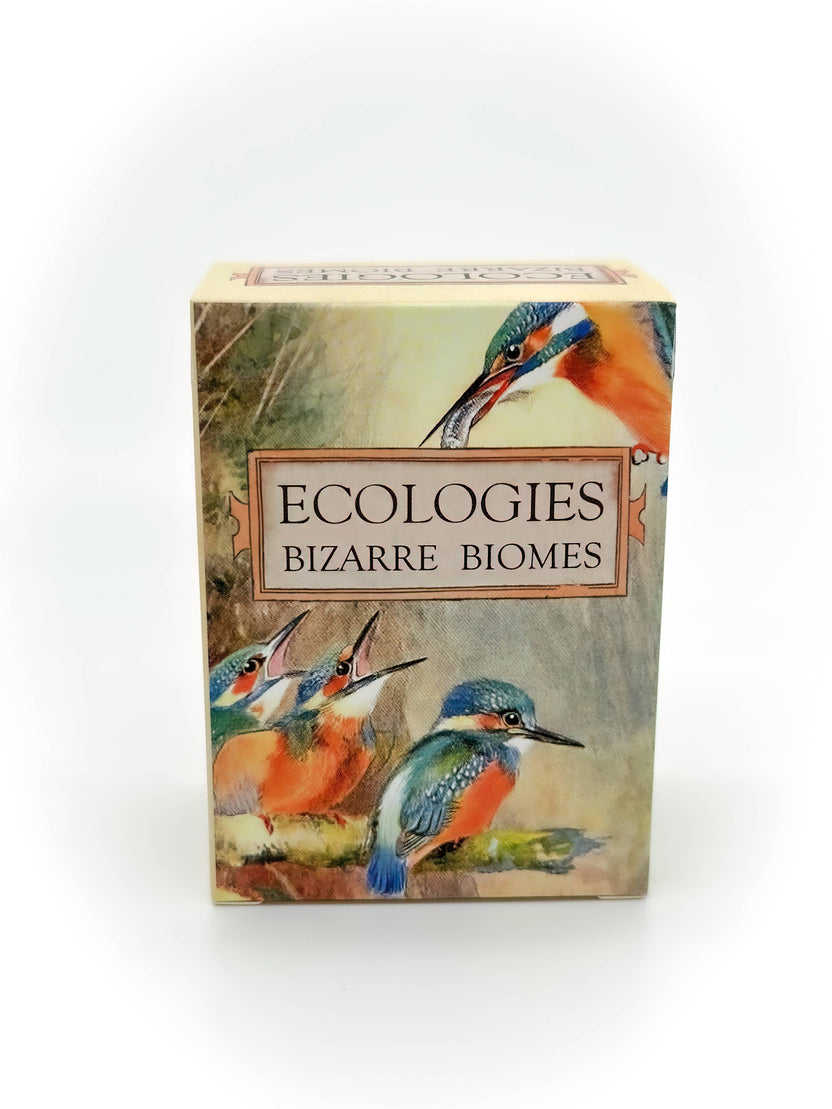 Ecologies Bizarre Biomes card game, food web card game, biology classroom games, science strategy card game, ecosystem board game, nature-themed educational game, vintage biology card art, homeschool science games, 1-6 player ecology game, real science tabletop game