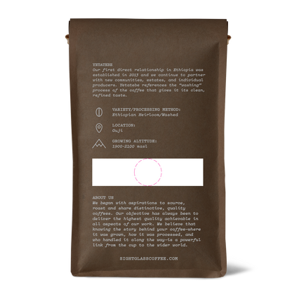 Ethiopia Yetatebe Shakisso organic single origin coffee by Sightglass Coffee with floral jasmine, bergamot, and lemon custard tasting notes