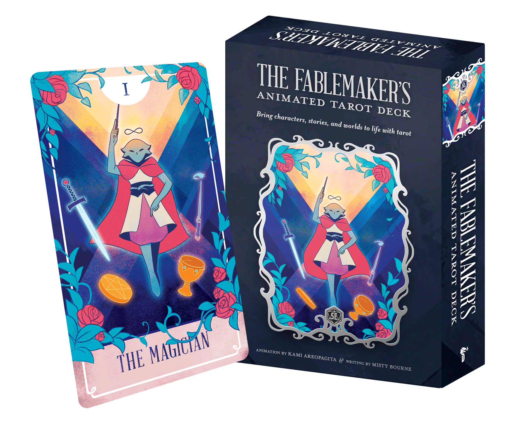 Fablemaker's Animated Tarot Deck, animated tarot cards, lenticular tarot deck, Hit Point Press tarot, tarot deck for DnD, 5E tarot cards, animated divination deck, Major and Minor Arcana animated, Fablemaker tarot for RPG, fantasy tarot deck, tarot for tabletop games, tarot with movement