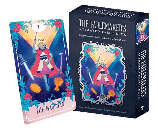 Fablemaker's Animated Tarot Deck, animated tarot cards, lenticular tarot deck, Hit Point Press tarot, tarot deck for DnD, 5E tarot cards, animated divination deck, Major and Minor Arcana animated, Fablemaker tarot for RPG, fantasy tarot deck, tarot for tabletop games, tarot with movement