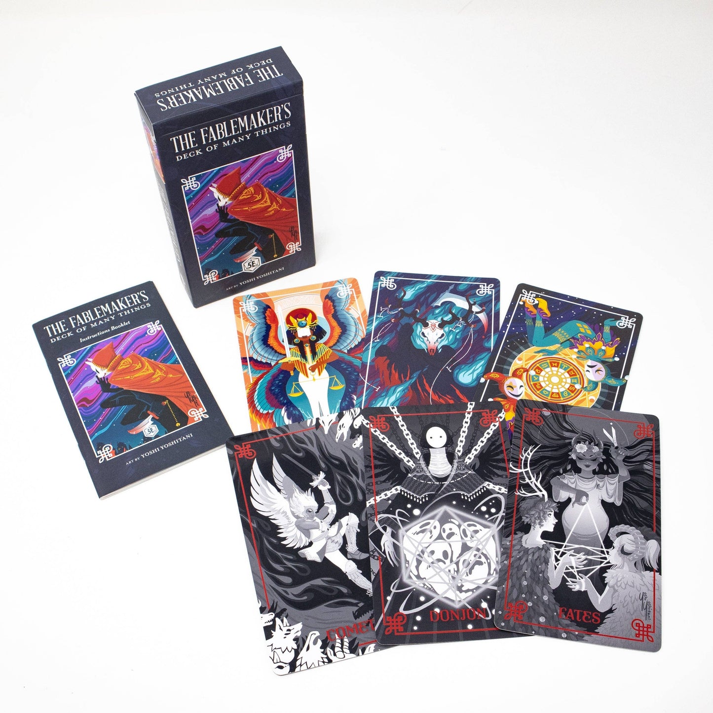 fablemakers deck of many things, oracle deck dnd, yoshi yoshitani artwork, hit point press deck, expanded deck of many things, 5e magic item deck, overworld underworld deck, dnd fate deck, divination style oracle for 5e, beautifully illustrated tarot style deck, dnd accessory cards, rogue & rye tabletop collection, symbolism interpretation deck, non-foil oracle deck