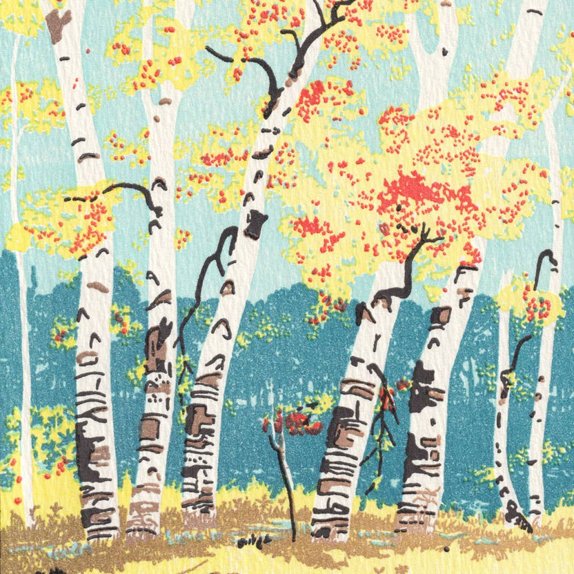 Saturn Press card, autumn letterpress card, fall stationery, birch tree greeting card, botanical letterpress card, deckle edge paper goods, handmade letterpress card, fall foliage card, northeastern forest card, blank autumn card, artisan paper goods, botanical art card, premium greeting card, eco-friendly stationery
