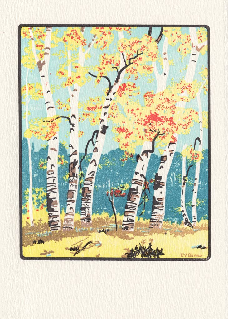 Saturn Press card, autumn letterpress card, fall stationery, birch tree greeting card, botanical letterpress card, deckle edge paper goods, handmade letterpress card, fall foliage card, northeastern forest card, blank autumn card, artisan paper goods, botanical art card, premium greeting card, eco-friendly stationery
