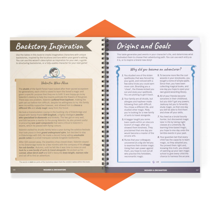 DnD character creation tool, fantasy RPG character kit, 5E character backstory generator, random tables for DnD, NPC generator for game masters, DnD player resource book, fantasy RPG character builder, unique traits for DnD characters, roleplay inspiration toolkit, character development for tabletop RPGs, Dungeons and Dragons class generator