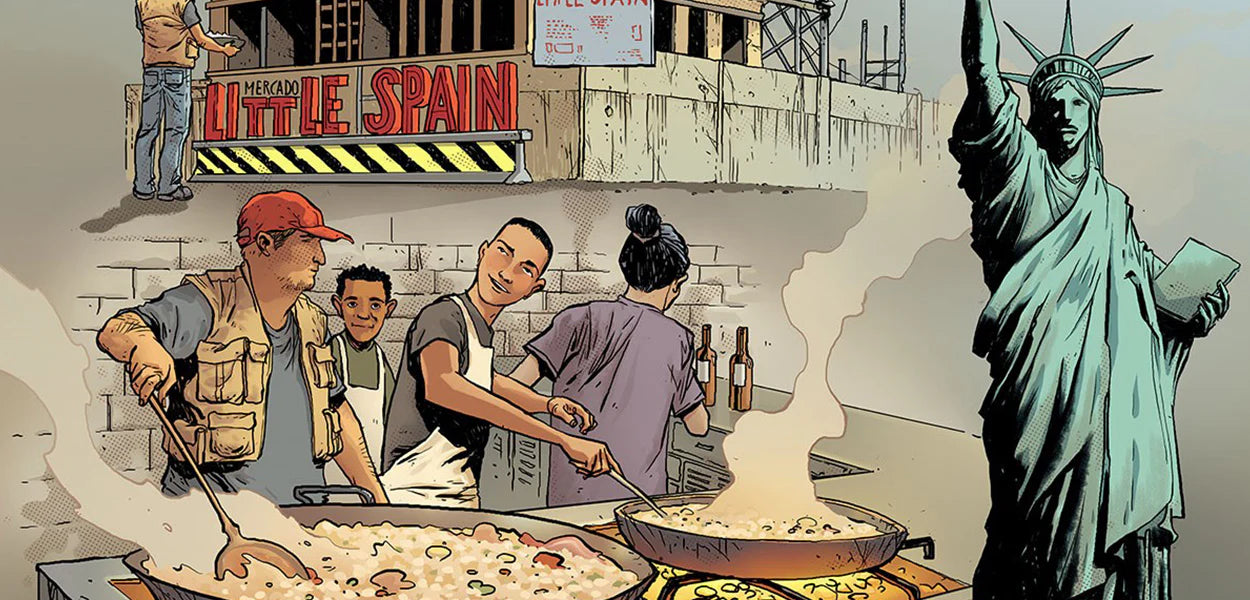 Feeding Dangerously graphic novel
Jose Andres World Central Kitchen book
Mike Mignola exclusive cover comic
TKO Studios limited edition comic
graphic nonfiction humanitarian book
Steve Orlando Alberto Ponticelli comic
collectible graphic novels preowned
World Central Kitchen illustrated book