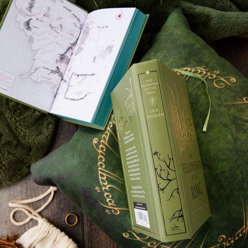 Fellowship of the Ring collectors edition, JRR Tolkien special edition hardcover, Lord of the Rings collector series, stained edges foil stamped Tolkien, Frodo Baggins ring quest, Middle-earth epic fantasy classic, Tolkien gift edition hardcover, HarperCollins collector Tolkien, Rogue & Rye book collection, matching set Tolkien editions.