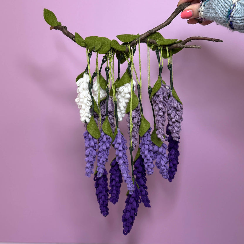 felt wisteria craft kit, diy felt flower kit, no sew flower craft, beginner felt floral kit, wisteria felt project, floral decor craft kit, diy wreath flowers kit, handmade flower alternative, sustainable flower craft, felt home decor kit, artificial felt flowers, make your own felt wisteria, easy floral craft kit, giftable felt flower kit, diy flower arrangement kit