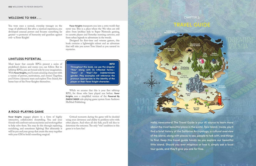 Fever Knights RPG, 90s retro role-playing game, Adam Ellis RPG, beginner-friendly RPG, nostalgic tabletop game, ZWEIHÄNDER system RPG, teen superhero RPG, cassette era tabletop game, retro fantasy adventure, Fever Knights tabletop RPG