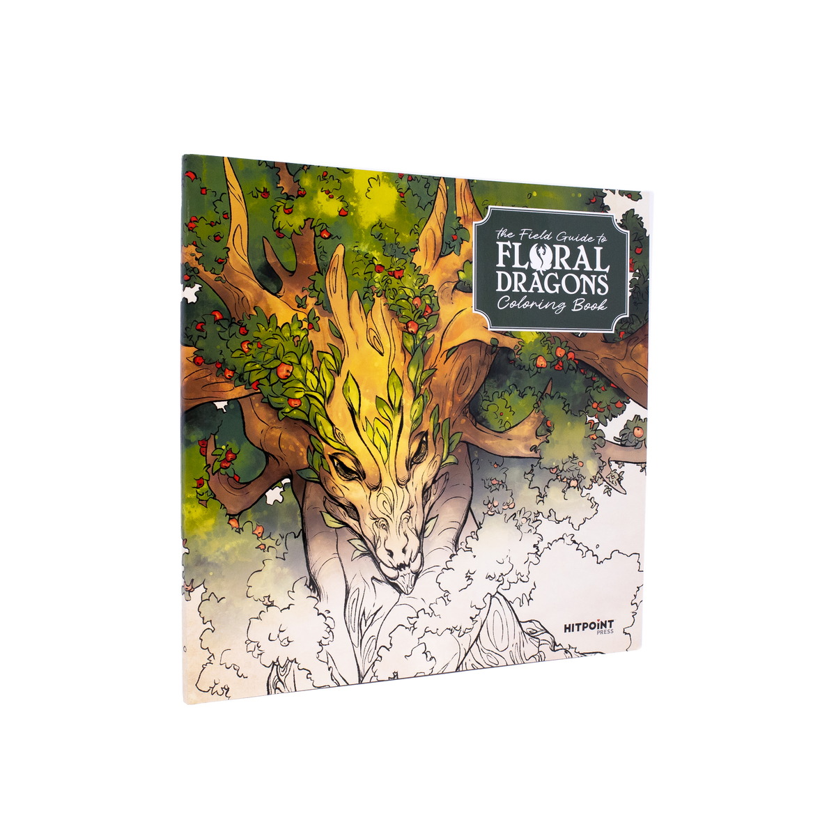 The Field Guide to Floral Dragons coloring book cover illustrated with a botanical dragon