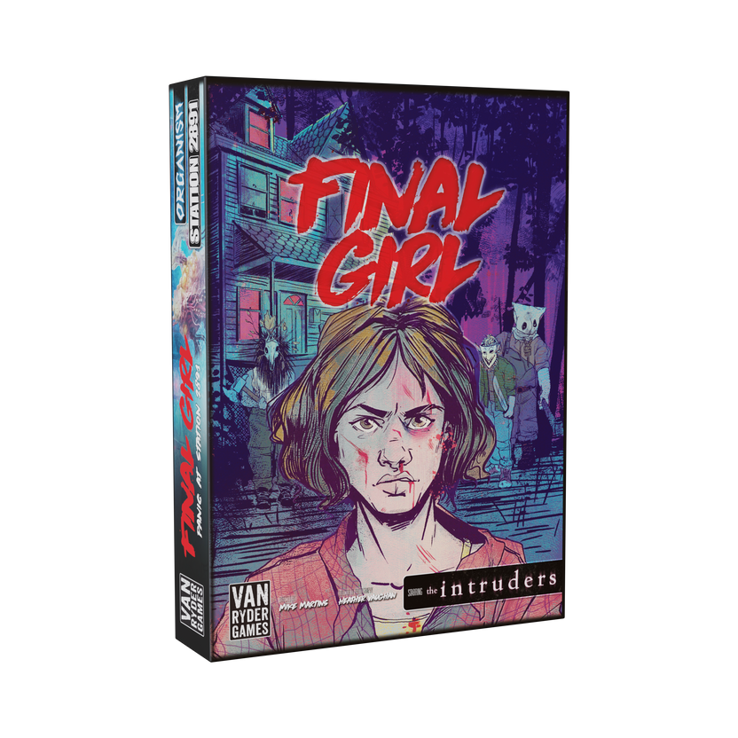 final girl a knock at the door, final girl expansion, final girl feature film, horror board game expansion, home invasion horror board game, solo horror board game, van ryder games, final girl intruders, final girl wingard cottage, cinematic horror game, campy horror board game, modular board game expansion, spooky game night, halloween board game, solo tabletop game