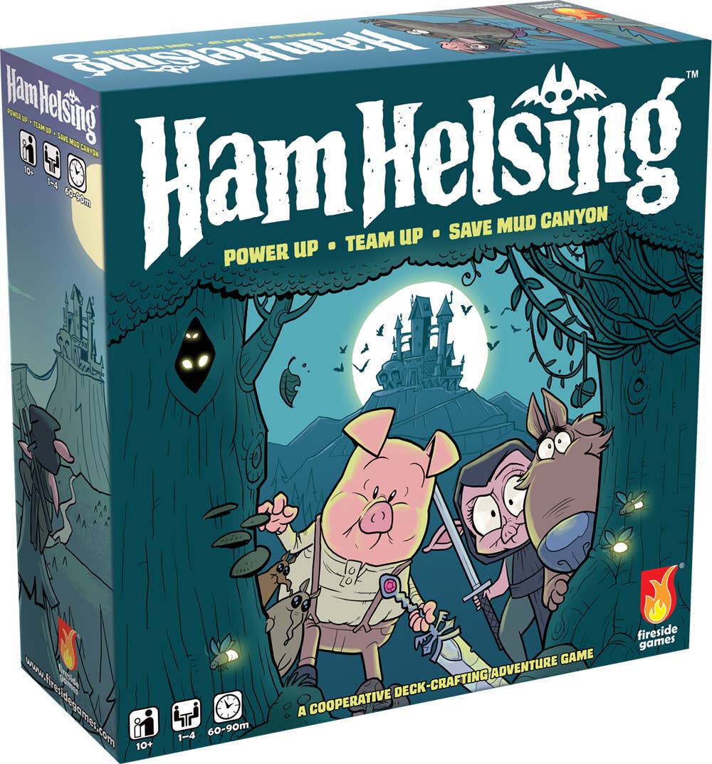 Ham Helsing board game

Fireside Games Ham Helsing

cooperative adventure board game

co-op board game

monster hunting board game

graphic novel board game
cooperative board game with character upgrades

card crafting board game

transparent upgrade cards board game

team-based adventure game

defend locations from minions board game

cooperative strategy game for game night

spooky humorous adventure board game