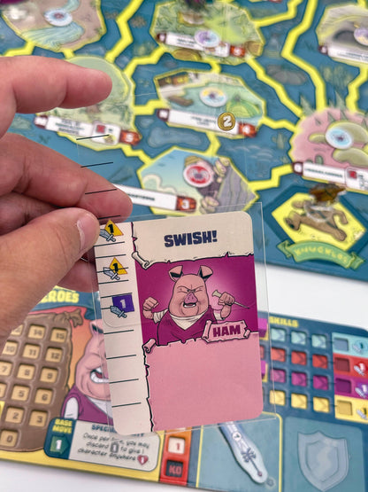 Ham Helsing board game

Fireside Games Ham Helsing

cooperative adventure board game

co-op board game

monster hunting board game

graphic novel board game
cooperative board game with character upgrades

card crafting board game

transparent upgrade cards board game

team-based adventure game

defend locations from minions board game

cooperative strategy game for game night

spooky humorous adventure board game