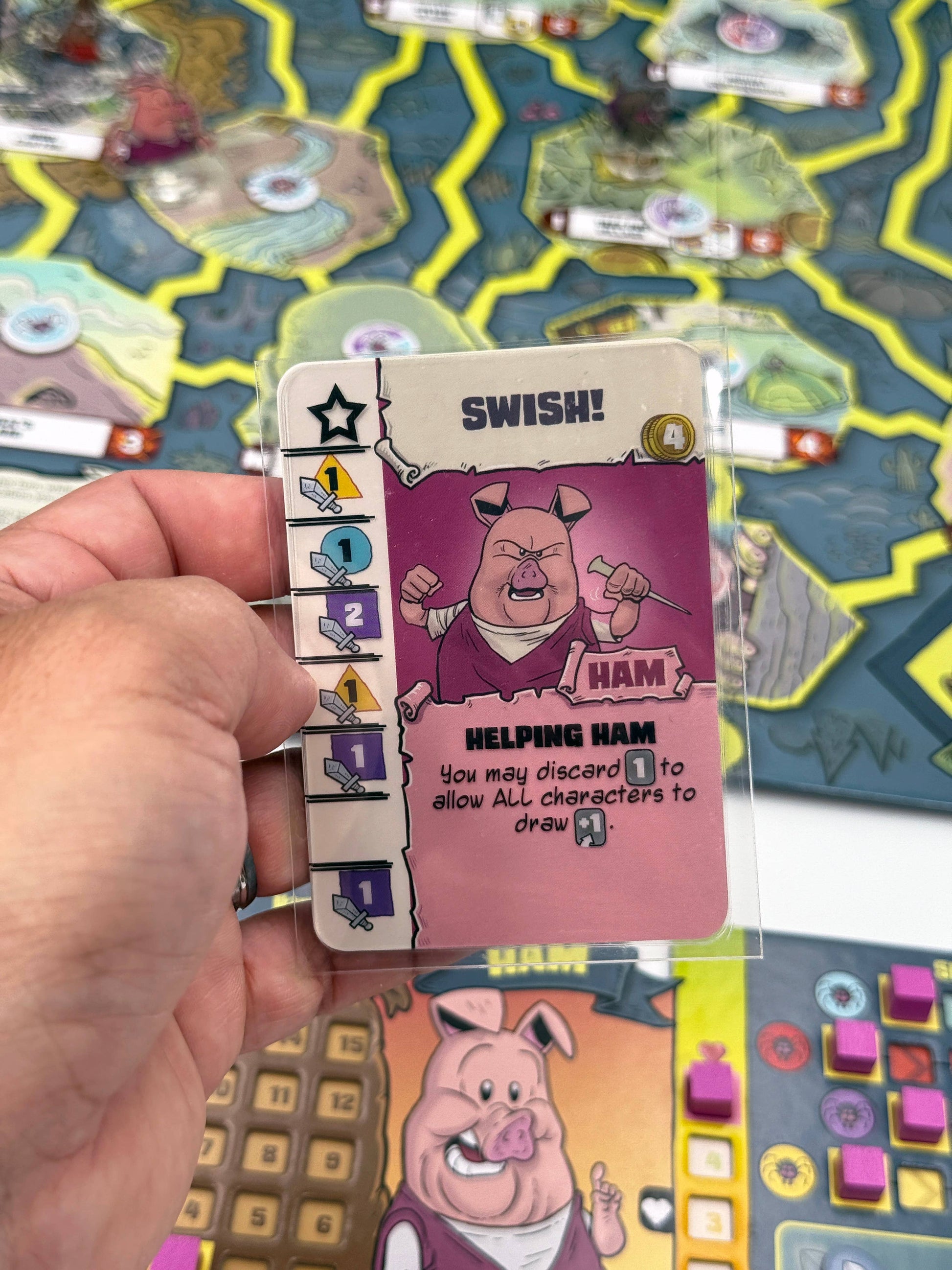 Ham Helsing board game

Fireside Games Ham Helsing

cooperative adventure board game

co-op board game

monster hunting board game

graphic novel board game
cooperative board game with character upgrades

card crafting board game

transparent upgrade cards board game

team-based adventure game

defend locations from minions board game

cooperative strategy game for game night

spooky humorous adventure board game