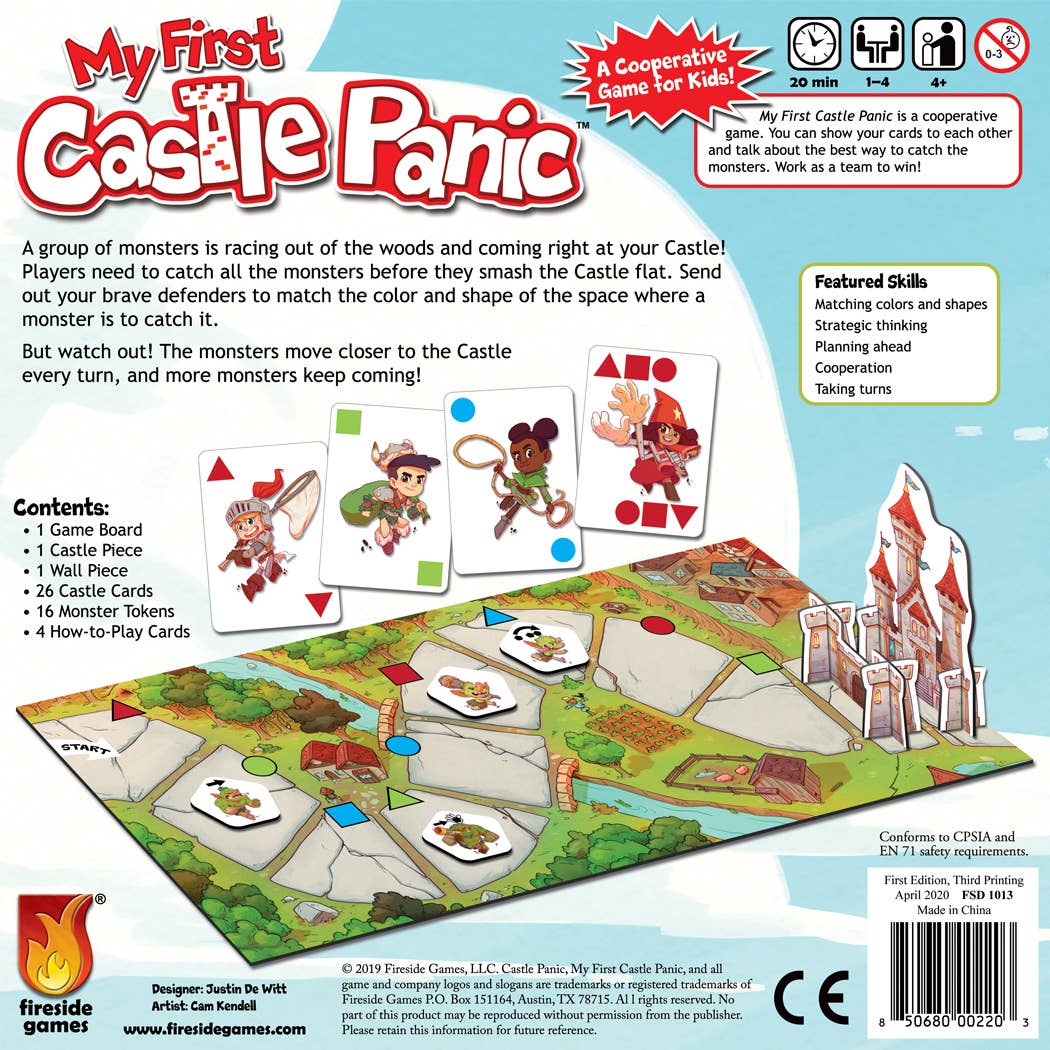 My First Castle Panic board game

Fireside Games My First Castle Panic

preschool board game

cooperative kids board game

no reading required game

color and shape matching game

Long-tail / intent keywords

cooperative preschool game for ages 3+

board game that teaches turn taking

first strategy game for kids

matching and problem solving game for preschoolers

family game night for young kids

screen free gift for preschoolers

easy kids game cooperative play