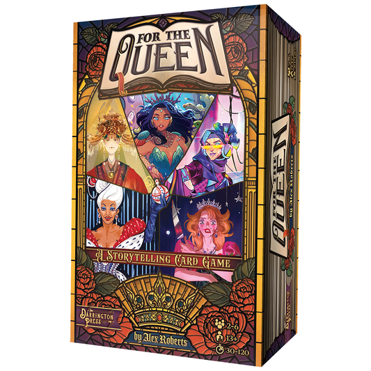 For the Queen storytelling game, Darrington Press narrative game, collaborative roleplaying card game, Critical Role story game, prompt-based RPG, relationship-building card game, 2–6 player storytelling game, quick-start narrative game, immersive roleplay card deck, creative writing tabletop game, card-based worldbuilding game, emotional roleplay experience
