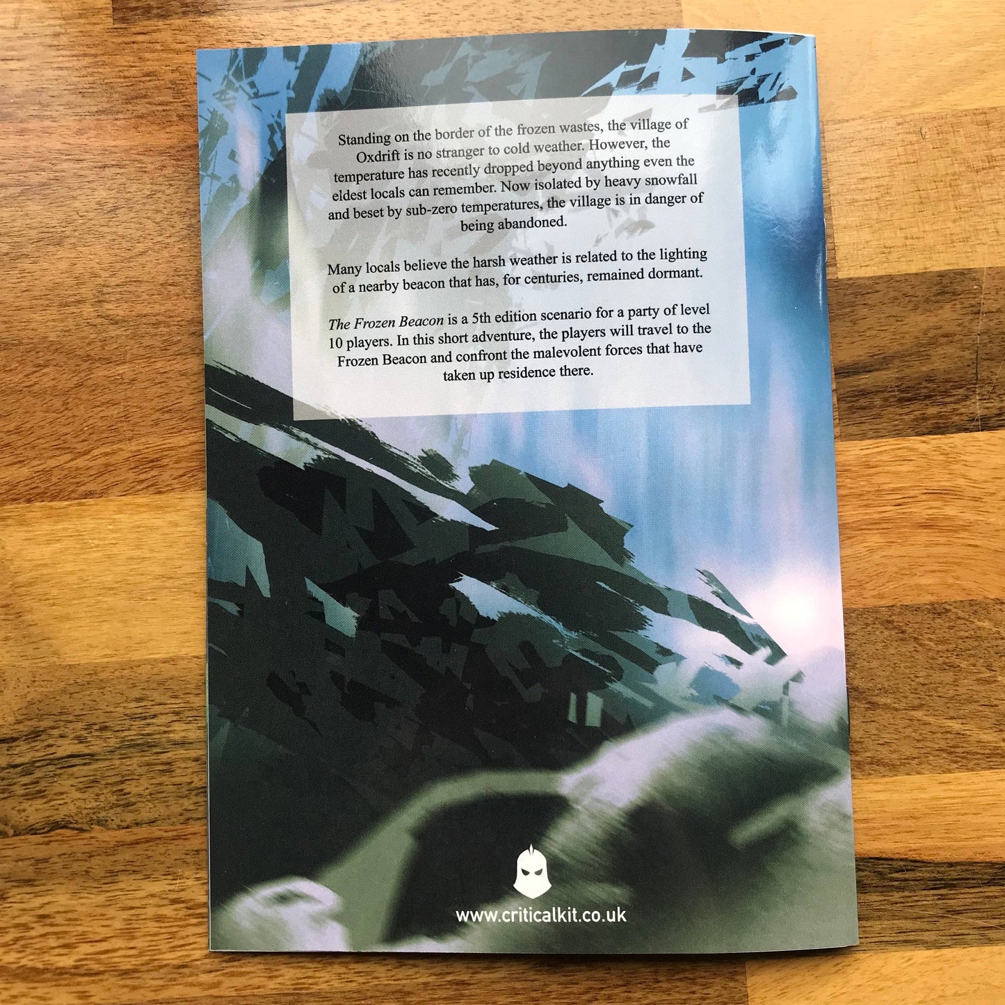 Frozen Beacon 5e adventure, D&D one-shot level 10, wintry 5e module, winter themed one-shot, 5e snow adventure, Oxdrift DnD setting, Frozen Beacon RPG, cold weather one-shot DnD, high-level DnD adventure PDF, Tim Roberts 5e one-shot, ancient beacon 5e quest