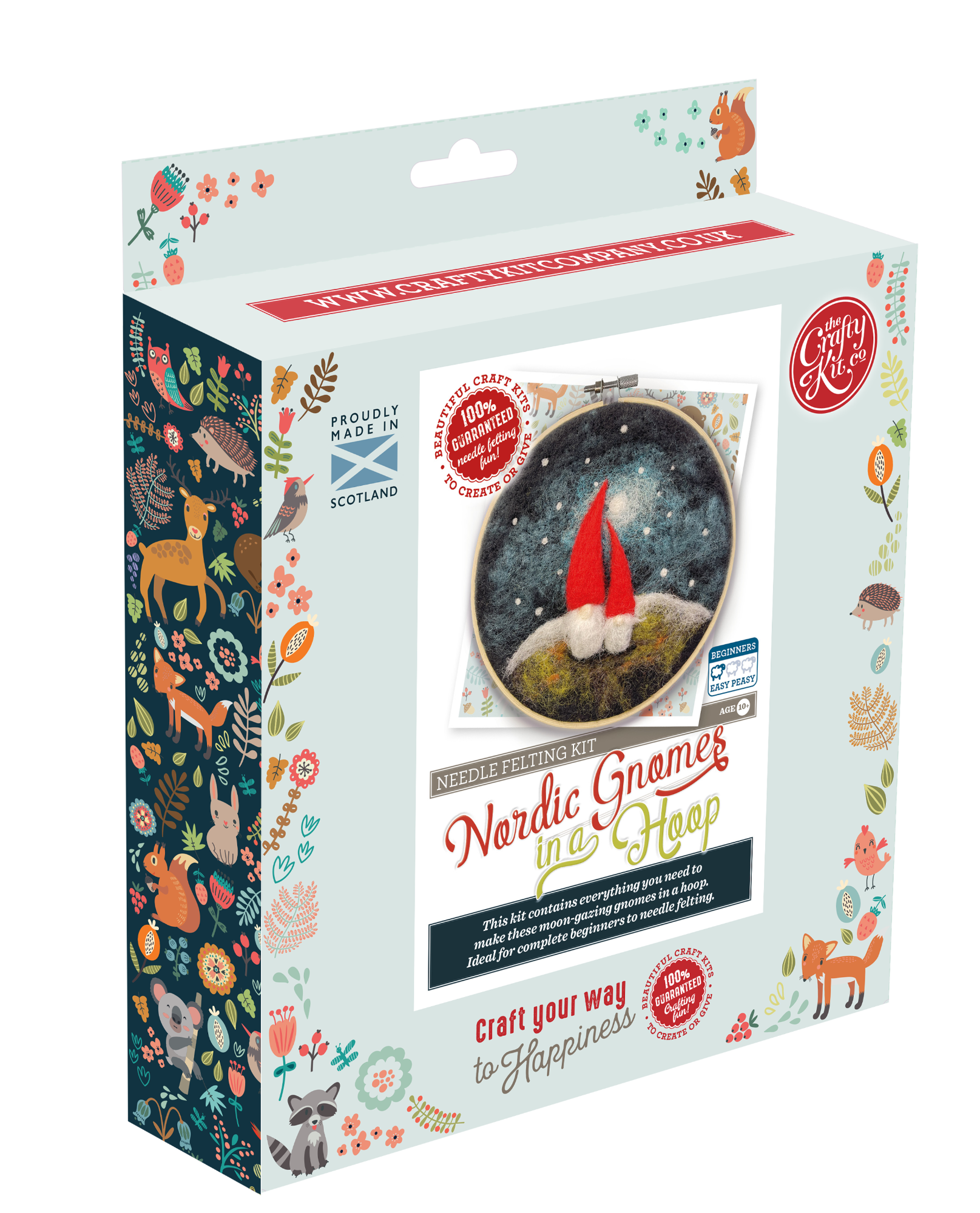 gnome needle felting kit, diy gnome craft kit, beginner needle felting project, felted gnome wall art, 2D felting kit with hoop, wool felting kit for adults, crafty kit company gnome kit, handmade in Scotland craft, hoop needle felting decor, gnome art kit