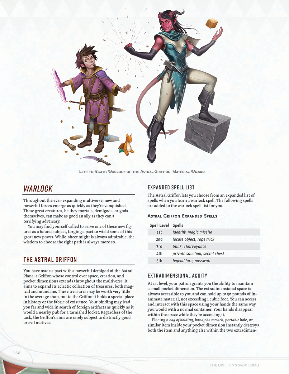 Illustrated character content from The Griffon's Saddlebag hardcover