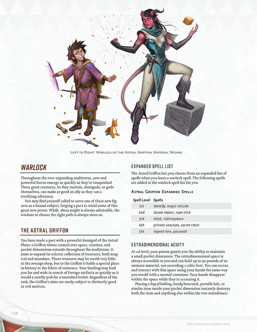 Illustrated character content from The Griffon's Saddlebag hardcover