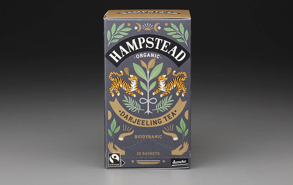hampstead organic darjeeling tea, biodynamic black tea, makaibari estate tea, organic single estate darjeeling, floral muscatel tea, light aromatic black tea, whole leaf biodegradable teabags, gentle everyday black tea, mark t wendell hampstead, rogue & rye tea collection