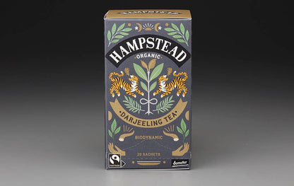 hampstead organic darjeeling tea, biodynamic black tea, makaibari estate tea, organic single estate darjeeling, floral muscatel tea, light aromatic black tea, whole leaf biodegradable teabags, gentle everyday black tea, mark t wendell hampstead, rogue & rye tea collection
