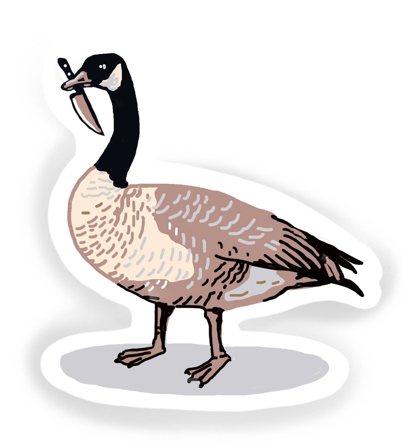 Hissing Mink Canada Goose waterproof sticker featuring a funny bird illustration for nature lovers, water bottles, laptops, and journals