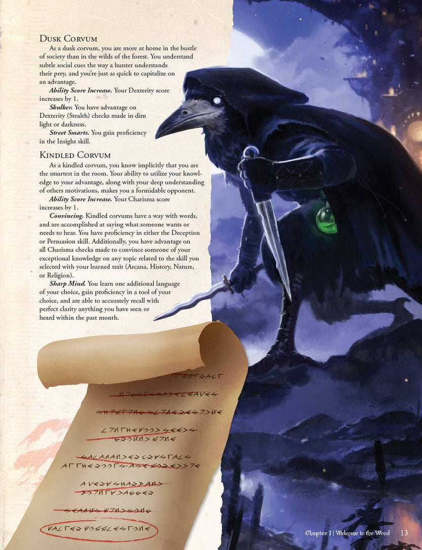 Humblewood campaign setting book, Humblewood hardcover 5e, Hit Point Press Humblewood book, 5e campaign world Everden, Great Tree City Alderheart, birdfolk and humblefolk DnD, new DnD playable races, DnD forest fire adventure, 5e adventures level 1 to 5, Humblewood RPG sourcebook
