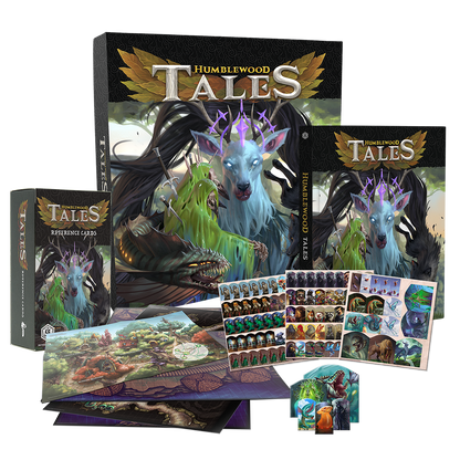 humblewood tales box set, humblewood expansion, hit point press humblewood, 5e humblewood adventures, alderheart traveler’s guide, humblewood standees, humblewood maps, humblewood reference cards, 5e adventure levels 3-8, woodland fantasy rpg, birdfolk ttrpg setting, rogue & rye tabletop collection, humblewood premium box, 5e monster items lore book