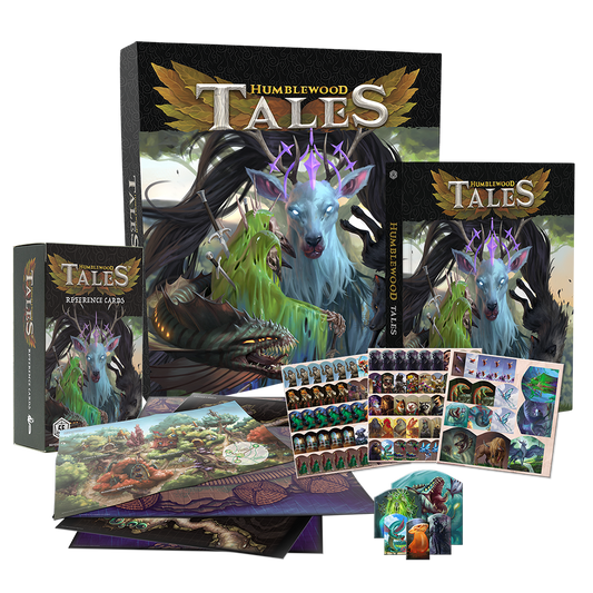 humblewood tales box set, humblewood expansion, hit point press humblewood, 5e humblewood adventures, alderheart traveler’s guide, humblewood standees, humblewood maps, humblewood reference cards, 5e adventure levels 3-8, woodland fantasy rpg, birdfolk ttrpg setting, rogue & rye tabletop collection, humblewood premium box, 5e monster items lore book