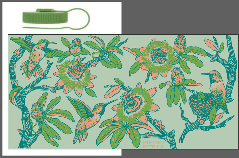 Mustard Beetle Nalgene bottle, Mustard Beetle Hummingbirds water bottle, hummingbird illustration Nalgene, passionflower water bottle design, limited edition 32oz Nalgene, recycled plastic Nalgene bottle, eco-friendly wide mouth bottle, BPA free Nalgene USA made, artist illustrated Nalgene water bottle, Elizabeth Jean Younce artwork, nature inspired hydration bottle, botanical illustration water bottle, functional art bottle, collectible artist Nalgene, wide mouth 32oz bottle, outdoor adventure water bottle