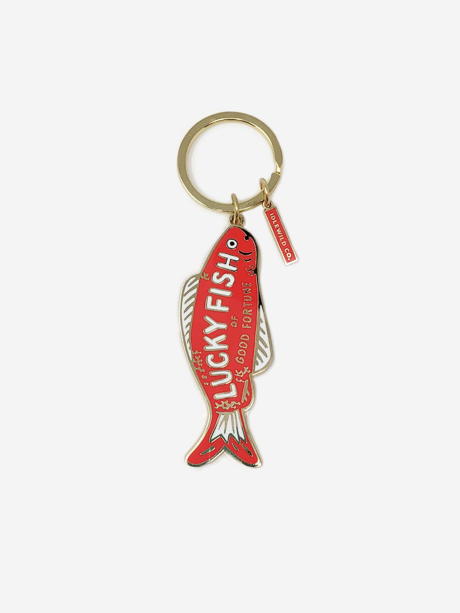 good fortune fish keychain, lucky fish keychain, brass enamel keychain, Idlewild Co keychain, good luck gift, colorful key ring, fish charm accessory, housewarming gift, hostess gift, small lucky charm