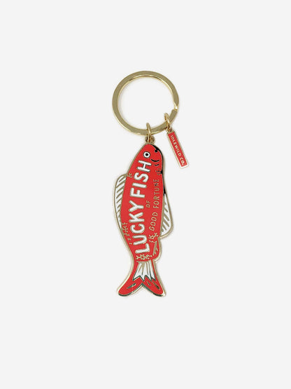 good fortune fish keychain, lucky fish keychain, brass enamel keychain, Idlewild Co keychain, good luck gift, colorful key ring, fish charm accessory, housewarming gift, hostess gift, small lucky charm