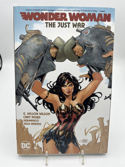Preowned Very Good copy of Wonder Woman, Vol. 1: The Just War by G. Willow Wilson (DC). A strong entry point for modern Wonder Woman readers, featuring character-driven storytelling and accessible continuity. Clean, solid copy with minor cover waviness—great for reading, collecting, or gifting to a Wonder Woman fan.