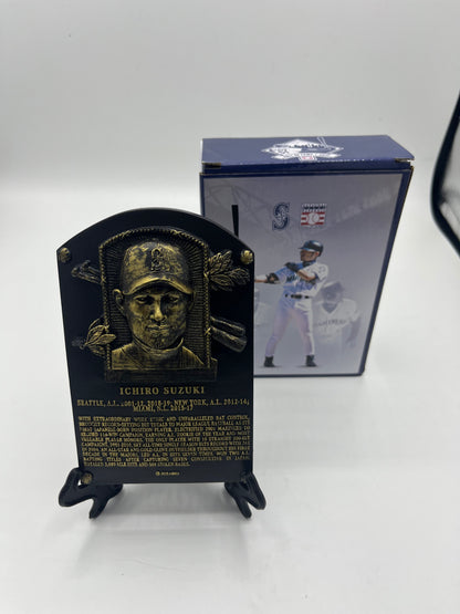 Ichiro Suzuki Hall of Fame 2025 replica plaque with a classic bronze-look finish, produced by BDA Sports for Seattle Mariners fans and collectors.