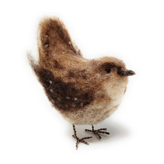 Jenny Wren needle felting kit, British bird craft kit, beginner needle felting project, 3D wool bird kit, The Crafty Kit Company Scotland, sustainable needle felting kit, Corriedale wool felting, handmade wren bird, nature-inspired DIY craft, felt bird gift idea