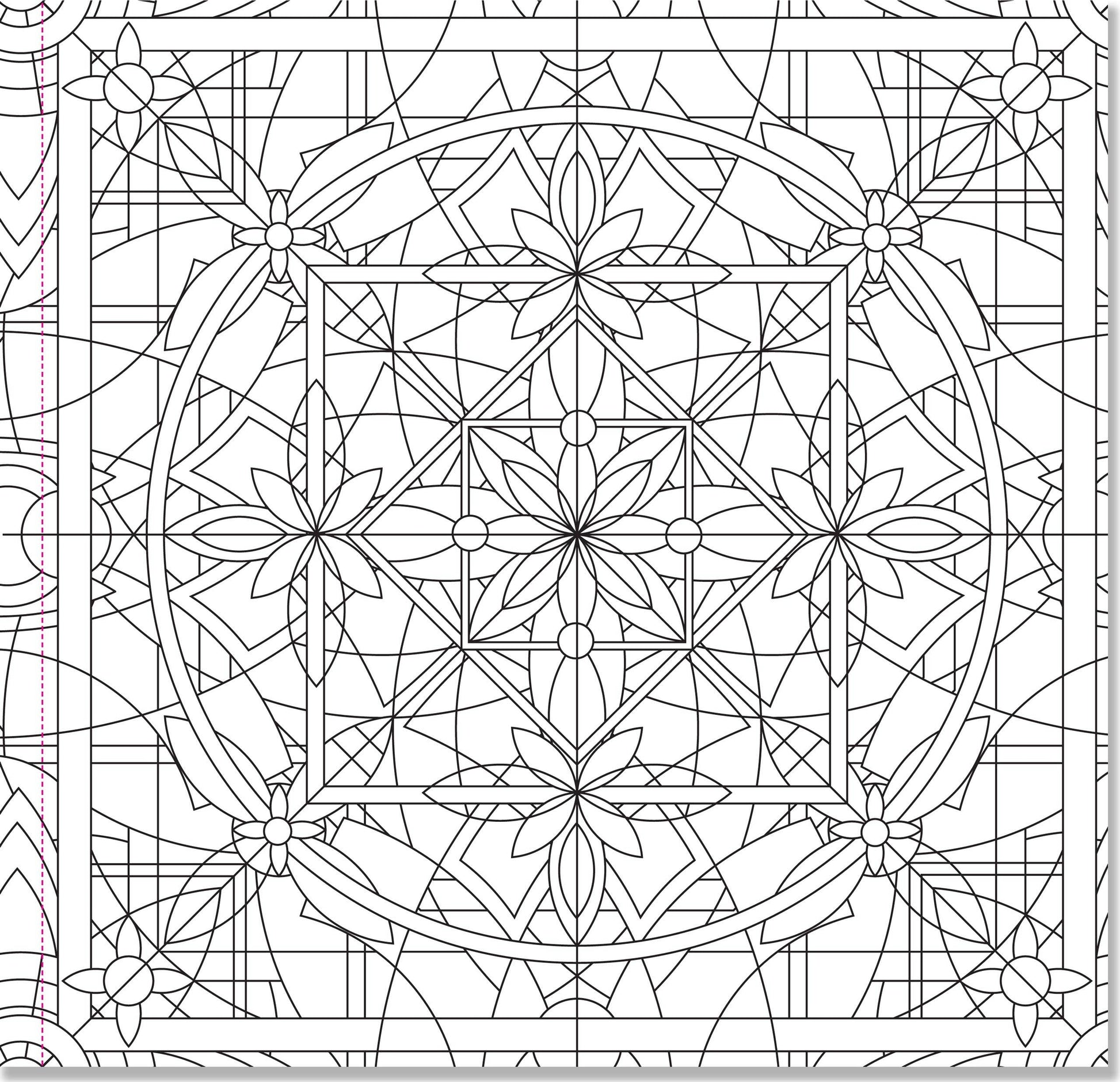 kaleidoscope coloring book, adult coloring book for relaxation, meditative coloring designs, artist coloring book with patterns, geometric coloring pages, stress relief coloring book, single-sided coloring book, perforated coloring pages, acid-free coloring paper, travel-friendly coloring book, intricate mandala-style designs, creative gift for artists