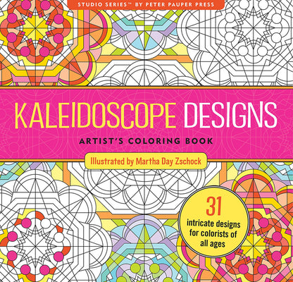 kaleidoscope coloring book, adult coloring book for relaxation, meditative coloring designs, artist coloring book with patterns, geometric coloring pages, stress relief coloring book, single-sided coloring book, perforated coloring pages, acid-free coloring paper, travel-friendly coloring book, intricate mandala-style designs, creative gift for artists