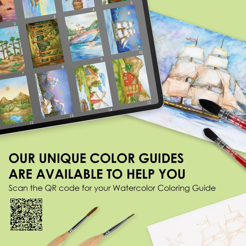 travel watercolor kit, portable watercolor set, landscape painting set, beginner watercolor box, outdoor art supplies, 12-color watercolor palette, cotton watercolor paper book, hot press watercolor pad, watercolor kit for adults, on-the-go art supplies, watercolor club box