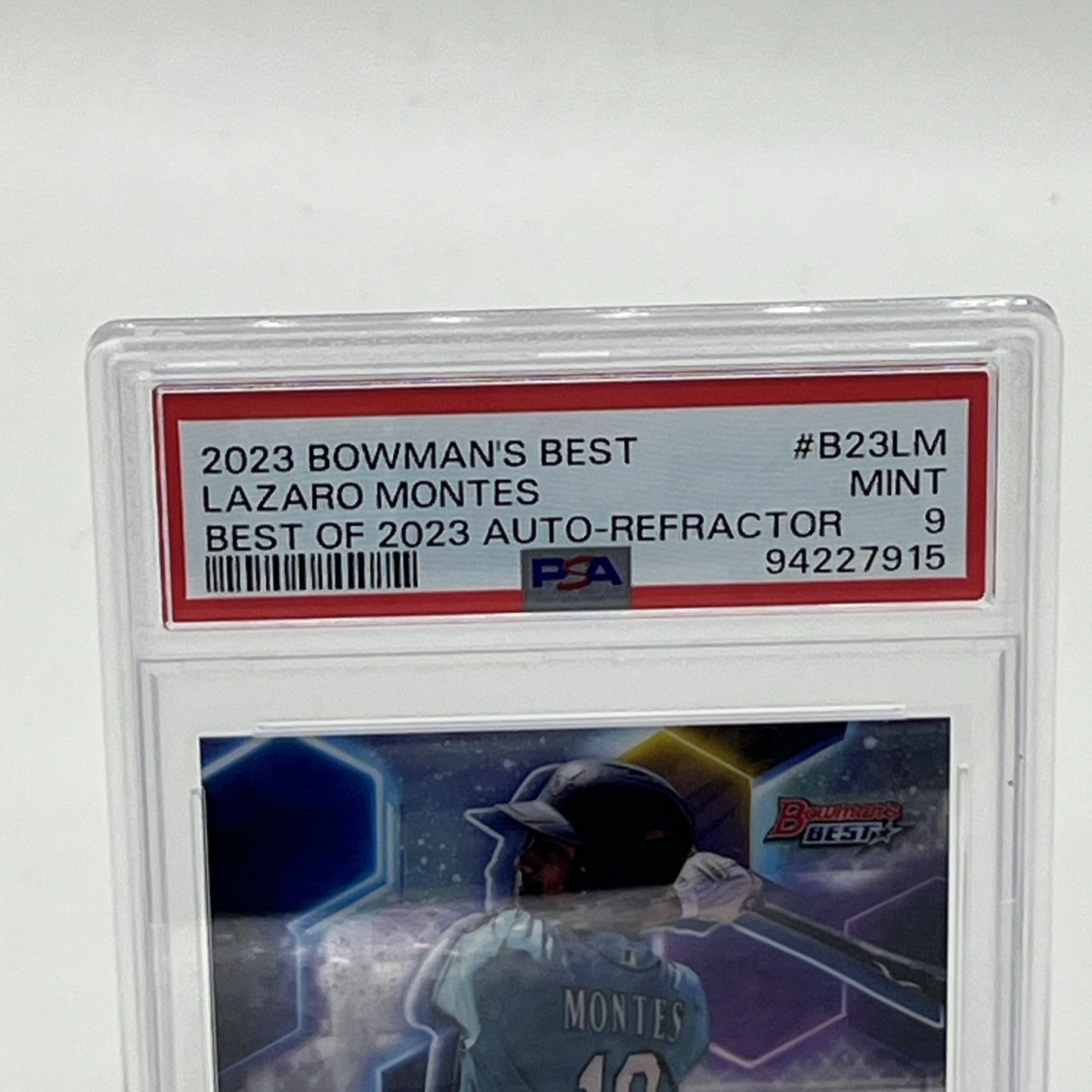 Lazaro Montes On Card Auto 2023 Bowman Best Refractor PSA 9 #B23-LM RC Mariners Here’s your SEO keyword block and image file name for the Lazaro Montes 2023 Bowman’s Best Refractor PSA 9 Autograph Card:

🔑 SEO Keyword Block:
Lazaro Montes rookie card, Lazaro Montes auto PSA 9, 2023 Bowman’s Best Refractor RC, Mariners autograph card, on-card auto Bowman Best, PSA graded baseball cards, Topps Bowman Montes RC, hard-signed auto RC, MLB prospect cards, Seattle Mariners rookie