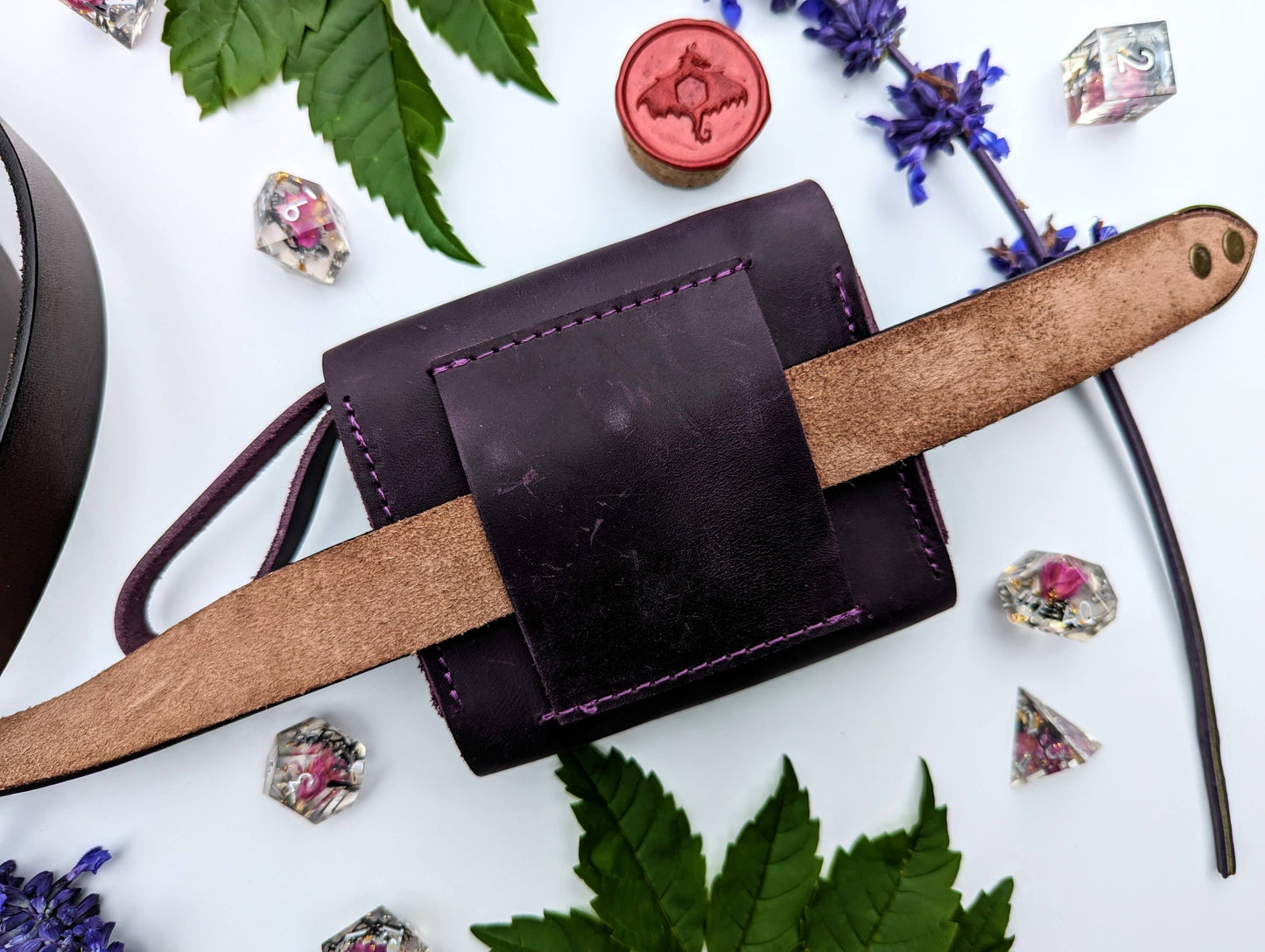 leather dice pouch, DnD potion pouch, cosplay belt pouch, NTSD leather pouch, Ren Faire accessories, dice vial pouch, genuine leather game pouch, foraging pouch, tabletop RPG gear, glass vial dice pouch